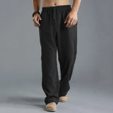 WIAOFELLAS  -  Fashion Summer New Men's Cotton Linen Casual Pants Breathable Loose Trousers For Male Solid Elastic Waist Long Sweatpants S-5XL