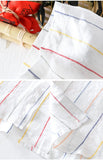 WIAOFELLAS  -  100% Linen Shirts Men Striped Short Sleeve Turn-down Collar Dress Shirt Fashion Casual Flax Tops Male Camisa Men Clothing TS-765