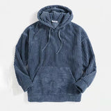 WIAOFELLAS  -  Leisure Pullover Hooded Sweater Autumn Winter Men’s Pullover Corduroy Long Sleeve Pocket Pullover Vintage Street Wear