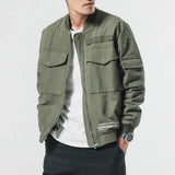 WIAOFELLAS  -  Bomber Jackets Men Spring Casual Jacket Coat Men's Washed Pure Cotton Brand Clothing Male Army green cargo Coats M-5XL