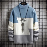 Wiaofellas  -  Winter Cashmere Warm Sweater Men Turtleneck Mens Pullover Patchwork Sweaters Tops Knitted Men's Christmas Jumper