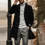 WIAOFELLAS  -  Check Woolen Coat Windbreaker Solid Thickened Plaid Coat Jacket Custom Made Versatile Men's Slim Fit Long Coat Man Outwear