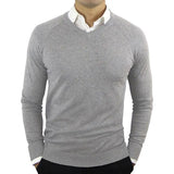 WIAOFELLAS  -  High Quality New Fashion Brand Woolen Knit Pullover V Neck Sweater Black for Men Autum Winter Casual Jumper Men Clothes 2Xl