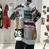 WIAOFELLAS  -  Christmas Sweater Men Fashion Cartoon Animal Embroidery Pullovers Gengar New Year Streetwear Clothing New Knitted Sweater Unisex