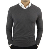 WIAOFELLAS  -  High Quality New Fashion Brand Woolen Knit Pullover V Neck Sweater Black for Men Autum Winter Casual Jumper Men Clothes 2Xl