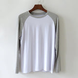 WIAOFELLAS  -  Men Sleep Tops Long Sleeve Raglan O-neck Patchwork Summer Thin Modal Sleepwear Casual Daily Loose Plus Size L-5XL Nightwear Soft