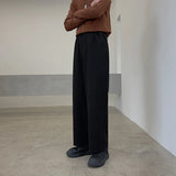 WIAOFELLAS  -  Winter Thick Woolen Pants Men's Warm Fashion Black Brown Casual Pants Men Korean Loose Straight-leg Pants Mens Trousers S-2XL