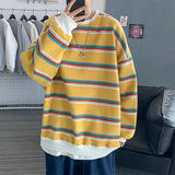WIAOFELLAS -  Men's Striped Printing Loose Youth Pullover Fashion 3d Print Hoodies Cotton Casual Coats Streetwear Hip Hop Sweatshirts