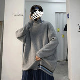 Wiaofellas  -  Sweater Men Turtleneck Pullover Harajuku Casual Long Sleeve Knitted Top Autumn Winter Korean Style Male Solid Male Knitwear