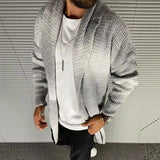 WIAOFELLAS  -  Fashion Knitted Cardigan Long Sleeve Tops Men Casual Turn-down Collar Long OuterwearMen Autumn Winter Loose Sweater Coat Solid