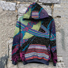 Wiaofellas New Casual Warm Pullover Tops Fashion Totem Printing Hooded Sweatshirt Autumn Winter Casual Long Sleeve Loose Hoodies Streetwear