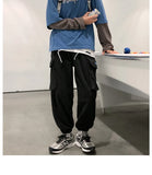 Wiaofellas  -  Autumn/winter Overalls Men's Thick Casual Pants Fashion Trousers Loose Straight Trousers Streetwear Men  Men Joggers