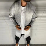 WIAOFELLAS  -  Fashion Knitted Cardigan Long Sleeve Tops Men Casual Turn-down Collar Long OuterwearMen Autumn Winter Loose Sweater Coat Solid