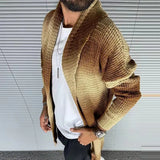WIAOFELLAS  -  Fashion Knitted Cardigan Long Sleeve Tops Men Casual Turn-down Collar Long OuterwearMen Autumn Winter Loose Sweater Coat Solid