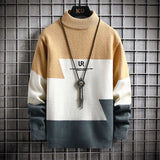 Wiaofellas  -  Winter Cashmere Warm Sweater Men Turtleneck Mens Pullover Patchwork Sweaters Tops Knitted Men's Christmas Jumper