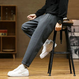 Wiaofellas  -  Autumn/Winter Woolen Pants Men warm Fashion Retro Multicolor Casual Pants Mens Streetwear Loose Korean Straight Trousers Mens