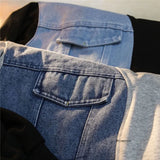 WIAOFELLAS  -  Denim Patchwork Hoodie Men Sweatshirts Spring Autumn Fashion Loose Wild Couple Tops Sudaderas Hombre Vintage Long Sleeve Moletom