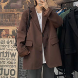 WIAOFELLAS  -  Korean Style Blazer Men Fashion Solid Color Business Casual Suit Jacket Men Streetwear Loose Dress Jackets Mens Formal Blazer