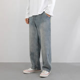 WIAOFELLAS  -  Jeans male spring and autumn ins port style retro wide-leg trousers tide brand wild loose straight-leg pants