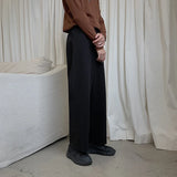 WIAOFELLAS  -  Winter Thick Woolen Pants Men's Warm Fashion Black Brown Casual Pants Men Korean Loose Straight-leg Pants Mens Trousers S-2XL