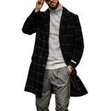 WIAOFELLAS  -  Check Woolen Coat Windbreaker Solid Thickened Plaid Coat Jacket Custom Made Versatile Men's Slim Fit Long Coat Man Outwear