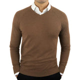 WIAOFELLAS  -  High Quality New Fashion Brand Woolen Knit Pullover V Neck Sweater Black for Men Autum Winter Casual Jumper Men Clothes 2Xl