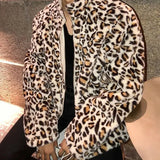 Wiaofellas  -  PU Leather Jacket Men  Winter Harajuku Leopard Print Thick Warm Faux Lamb Fur Lining Reversible Wear Loose Chaquetas Hombre