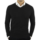 WIAOFELLAS  -  High Quality New Fashion Brand Woolen Knit Pullover V Neck Sweater Black for Men Autum Winter Casual Jumper Men Clothes 2Xl