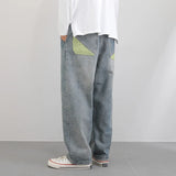 WIAOFELLAS  -  Jeans male spring and autumn ins port style retro wide-leg trousers tide brand wild loose straight-leg pants