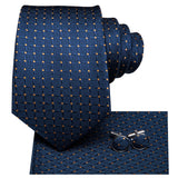 Wiaofellas  -  Business Tie for Men Silk Blue Tie Dots Necktie Set Plaid Cufflinks for Wedding Business Tie 150cm Hi-Tie SN-3529 Dropshipping