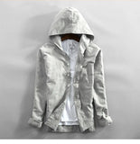 WIAOFELLAS  -  Mens Cotton Linen Hooded Shirts Long Sleeve Men High Quality Summer Hoodies Fashion Breathable Casual Shirt Male Tops TS-423