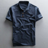 WIAOFELLAS  -  Men's Cotton Linen Shirts Pullover Short Sleeve Vintage Shirts Men High Quality Dress Shirt Solid Slim Fit Designer Shirt TS-192