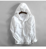 WIAOFELLAS  -  Mens Cotton Linen Hooded Shirts Long Sleeve Men High Quality Summer Hoodies Fashion Breathable Casual Shirt Male Tops TS-423