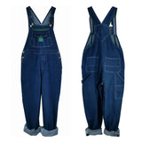 Wiaofellas  -  Men Overalls Bib Jeans Oversized Huge Loose Straight Denim Jumpsuits Wide Leg Cargo Pants Hip Hop Blue Trousers Large Size 28-50