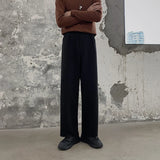 WIAOFELLAS  -  Winter Thick Woolen Pants Men's Warm Fashion Black Brown Casual Pants Men Korean Loose Straight-leg Pants Mens Trousers S-2XL