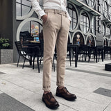 Wiaofellas  -  Winter Men's Casual Trousers Business Thickening Pants Tweed Thick Section Men's Short-footed Suit Trousers In Autumn