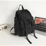 WIAOFELLAS  -  Solid Black Men's Backpacks Cool Streetwear Style Man Backpack Harajuku Large Capacity School Bags Waterproof Nylon Bags for Men