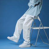 Wiaofellas  -  Straight Jeans men  wide pants hip hop Loose Denim Trousers Streetwear Male Casual Solid Color wide jeans man pants street style