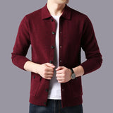 Wiaofellas  -  High Quality Cardigan Men Knitting Sweaterscoat Autumn Winter Casual Sweater Jackets Solid Turn Down Collar Knitted Man