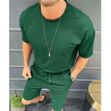 Wiaofellas  -  New Casual Oversized Summer Men Sets Short Sleeve T Shirt +Shorts Solid Male Tracksuit Set Men's Brand Clothing 2 Pieces Sets