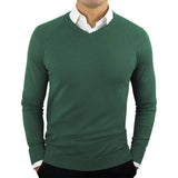 WIAOFELLAS  -  High Quality New Fashion Brand Woolen Knit Pullover V Neck Sweater Black for Men Autum Winter Casual Jumper Men Clothes 2Xl