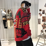 WIAOFELLAS  -  Christmas Sweater Men Fashion Cartoon Animal Embroidery Pullovers Gengar New Year Streetwear Clothing New Knitted Sweater Unisex