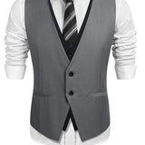 Wiaofellas  -  V Neck Casual Waistcoat for Wedding Men Single One Piece Gray and Black Suit Vests Custom Groom Tuxedo Male Fashion Coat