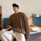 Wiaofellas  -  Japanese solid color basic twist knit loose sweater for men and women