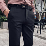 Wiaofellas  -  Autumn Winter Casual Men's Suit Pants Business Trousers Slim Fit Stretch New Social Striped Korean Pantalón De Hombre De Vestir