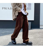 WIAOFELLAS  -  Autumn Korean style Personalized corduroy pants men casual loose wild green corduroy pants for men trousera,size M-XL