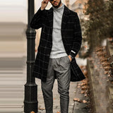 WIAOFELLAS  -  Check Woolen Coat Windbreaker Solid Thickened Plaid Coat Jacket Custom Made Versatile Men's Slim Fit Long Coat Man Outwear