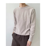 Wiaofellas Fall new round neck sweater men's pullover sweater solid color long sleeves