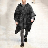 WIAOFELLAS  -  Autumn Winter Mens Cape  Batwing Sleeve Vintage Loose Oversize Poncho Hooded Coats  Male Outwear Irregular Shawl Overcoat