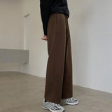WIAOFELLAS  -  Winter Thick Woolen Pants Men's Warm Fashion Black Brown Casual Pants Men Korean Loose Straight-leg Pants Mens Trousers S-2XL